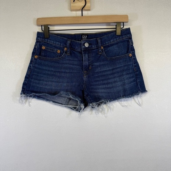 GAP Blue Jean Shorts with Distressed Hem Women's Size 26P 3" Short‎ - Picture 2 of 9